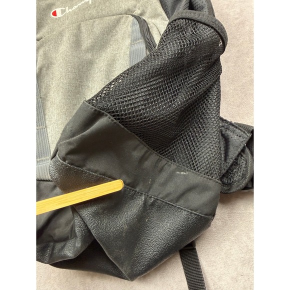 Champion Backpack Black Grey Mesh Pockets School Work Travel Bag Gym Outdoor - Picture 7 of 15